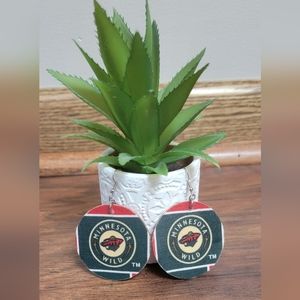 Minnesota Wild NHL Hockey Wood Circle Lightweight New Boutique Earrings